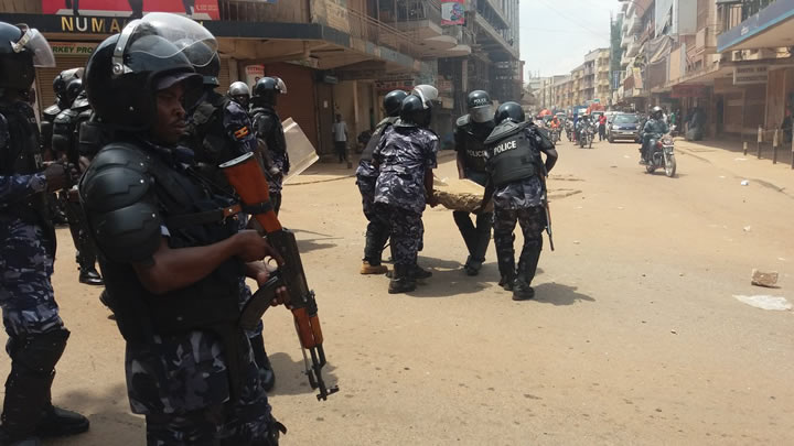 The Uganda Police Clearing Roads
