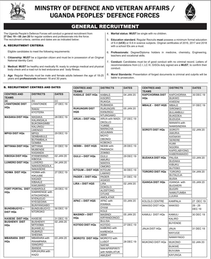 UPDF Recruitment