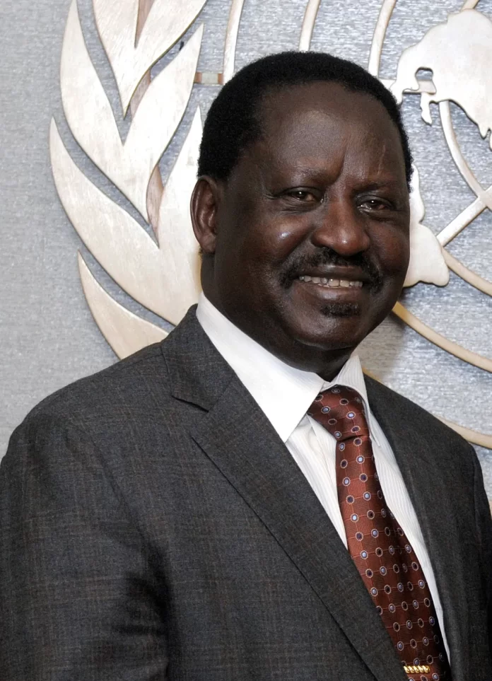 Raila-Odinga-Kenyan Raila Odinga speaking at a political rally in Kenya.